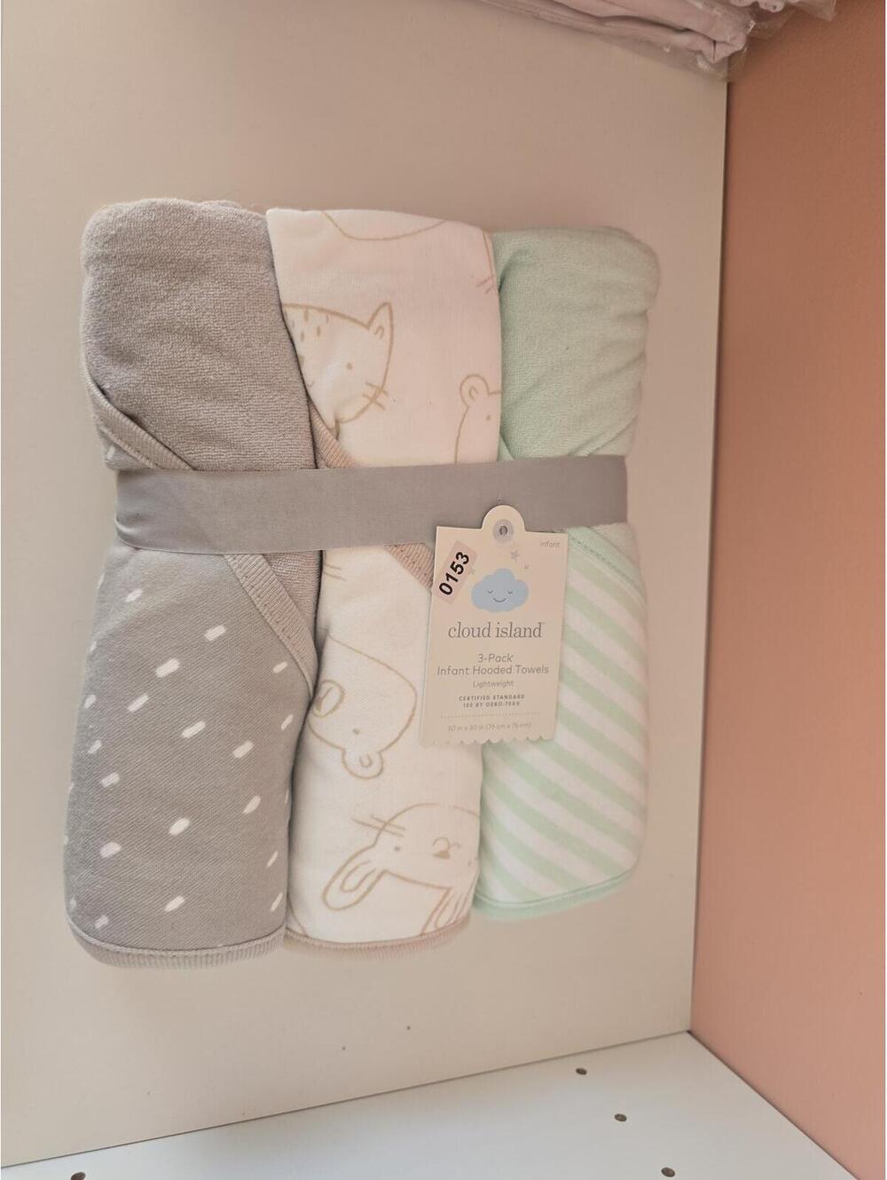 New baby three pack of hooded towels item 153 bin 13